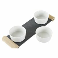 Tácka na chuťovky DKD Home Decor Biela Čierna Kamenina Tabuľa 33 x 10 x 5,8 cm