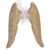 Vianočná ozdoba Krídla anjela champagne Plastické Trblietky 12,5 x 15 x 2,5 cm (24 kusov)