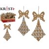 Vianočná ozdoba Laso Kosoštvorce champagne Plastické Trblietky 7,5 x 1 x 15,5 cm (24 kusov)