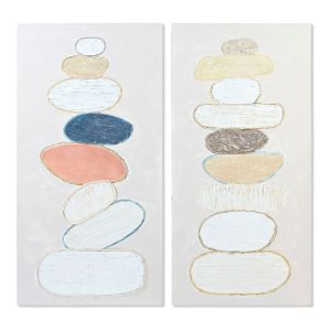 Maľba DKD Home Decor Stones 60 x 3,8 x 120 cm Škandinávsky (2 kusov)
