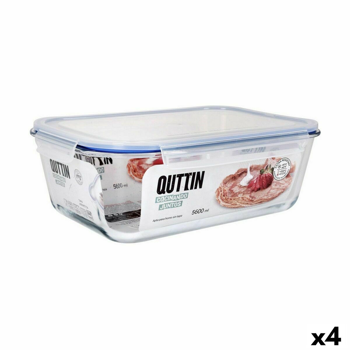 Tepelný obedár Quttin Transparentná Obdĺžnikový 5,6 L (4 kusov)