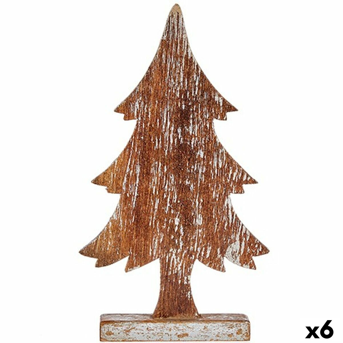 Dekoratívne postava Vianočný stromček Striebristý Drevo 5 x 39 x 21 cm (6 kusov)