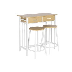Stôl so 2 stoličkami DKD Home Decor Kov Drevo MDF 80 x 50 x 84 cm