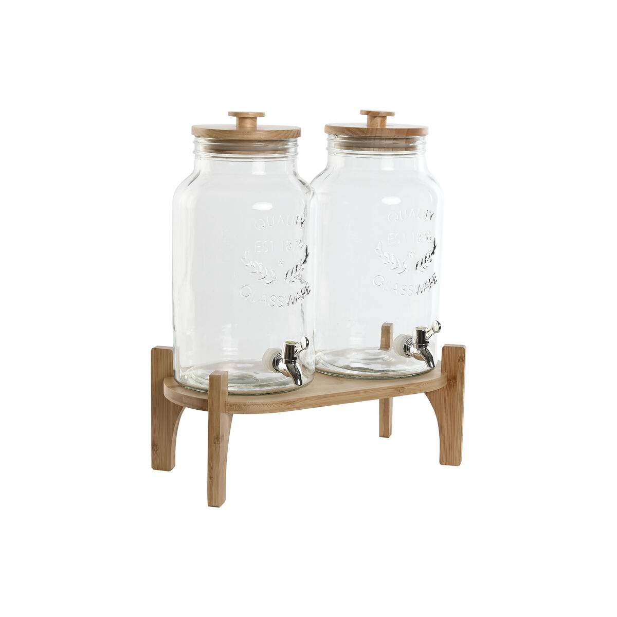 Dávkovač na nápoje Home ESPRIT Silikónové Bambus Sklo Plastické 5,5 L 37 x 25 x 46 cm