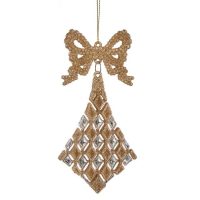 Vianočná ozdoba Laso Kosoštvorce champagne Plastické Trblietky 7,5 x 1 x 15,5 cm (24 kusov)