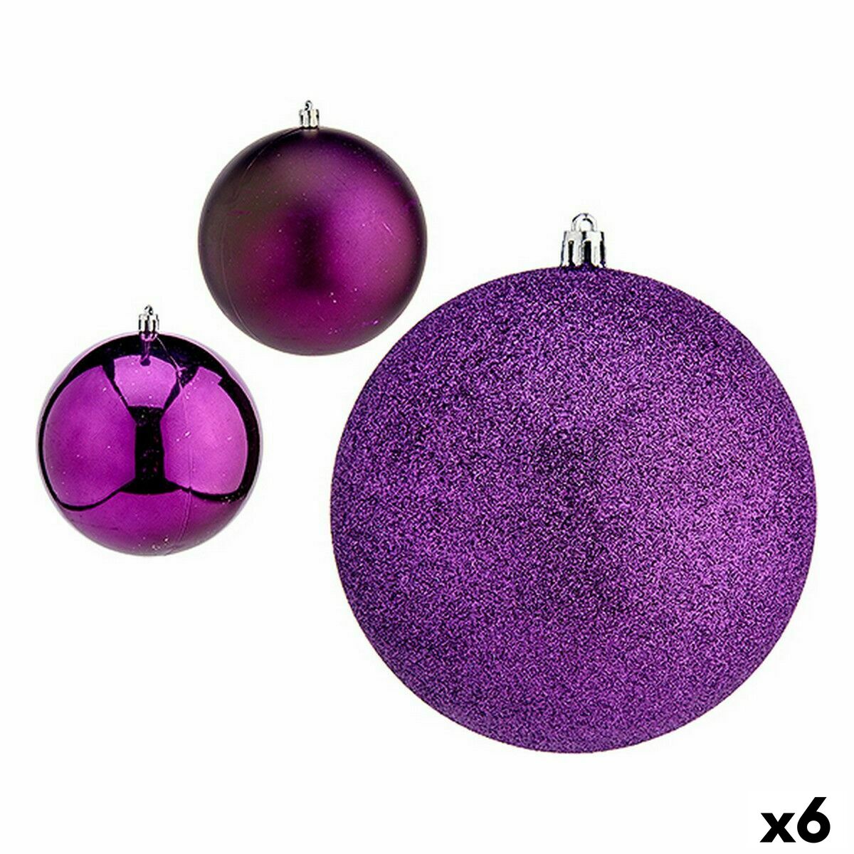 Sada vianočných gúľ Purpurová Plastické ? 12 cm (6 kusov)