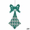 Vianočná ozdoba Laso Kosoštvorce zelená Plastické Trblietky 7,5 x 1 x 15,5 cm (24 kusov)