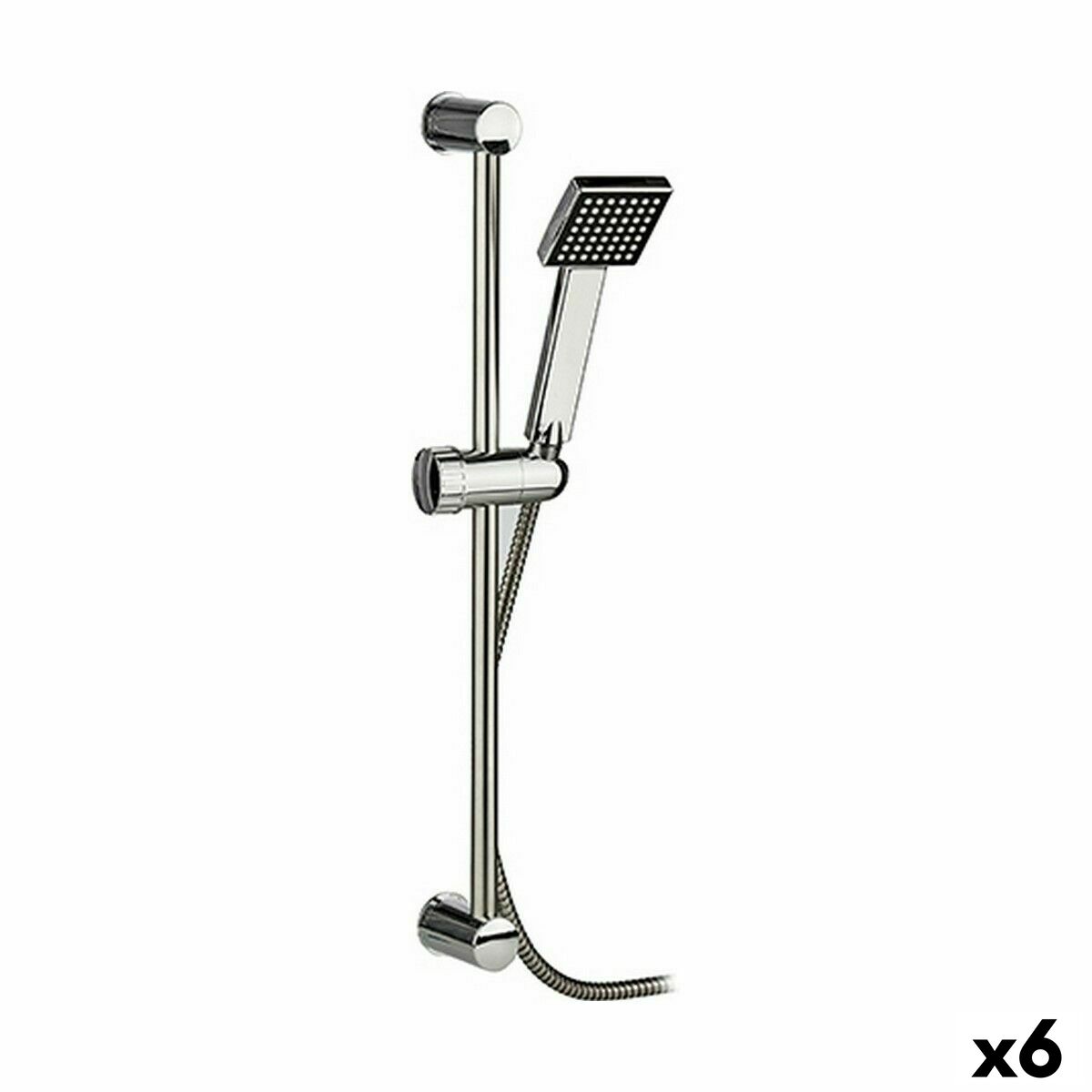 Sprchovú hlavicu s hadicou na smerovanie prúdu Hranatý Striebristý Oceľ Plastické 18 x 8 x 72,5 cm (6 kusov)
