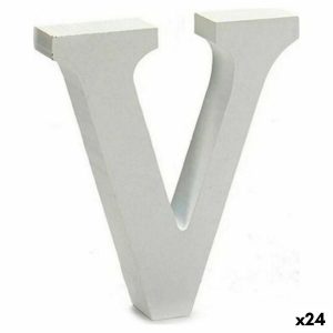 Písmeno V 2 x 11 cm Drevo Biela (24 kusov)