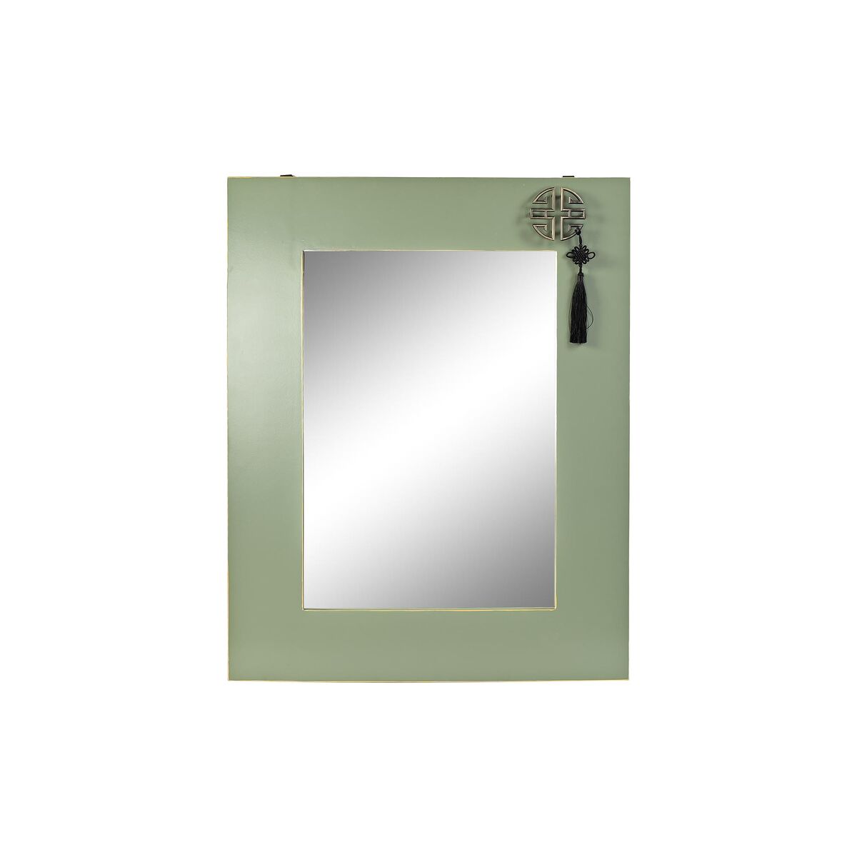 Nástenné zrkadlo DKD Home Decor Jedľa Prírodná Červená Kov zelená Orientálny Drevo MDF (70 x 2 x 90 cm)