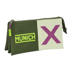 Trojitý peračník Munich Bright khaki zelená 22 x 12 x 3 cm