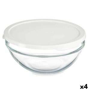 Okrúhla nádoba s vrchnákom Chefs Biela 1,7 L 21 x 9 x 21 cm (4 kusov)