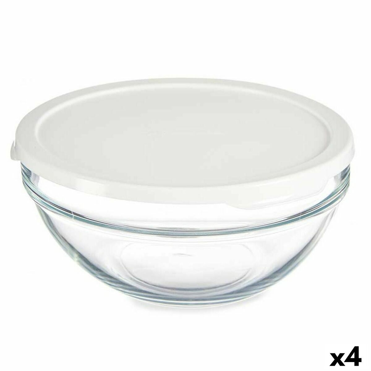 Okrúhla nádoba s vrchnákom Chefs Biela 1,7 L 21 x 9 x 21 cm (4 kusov)