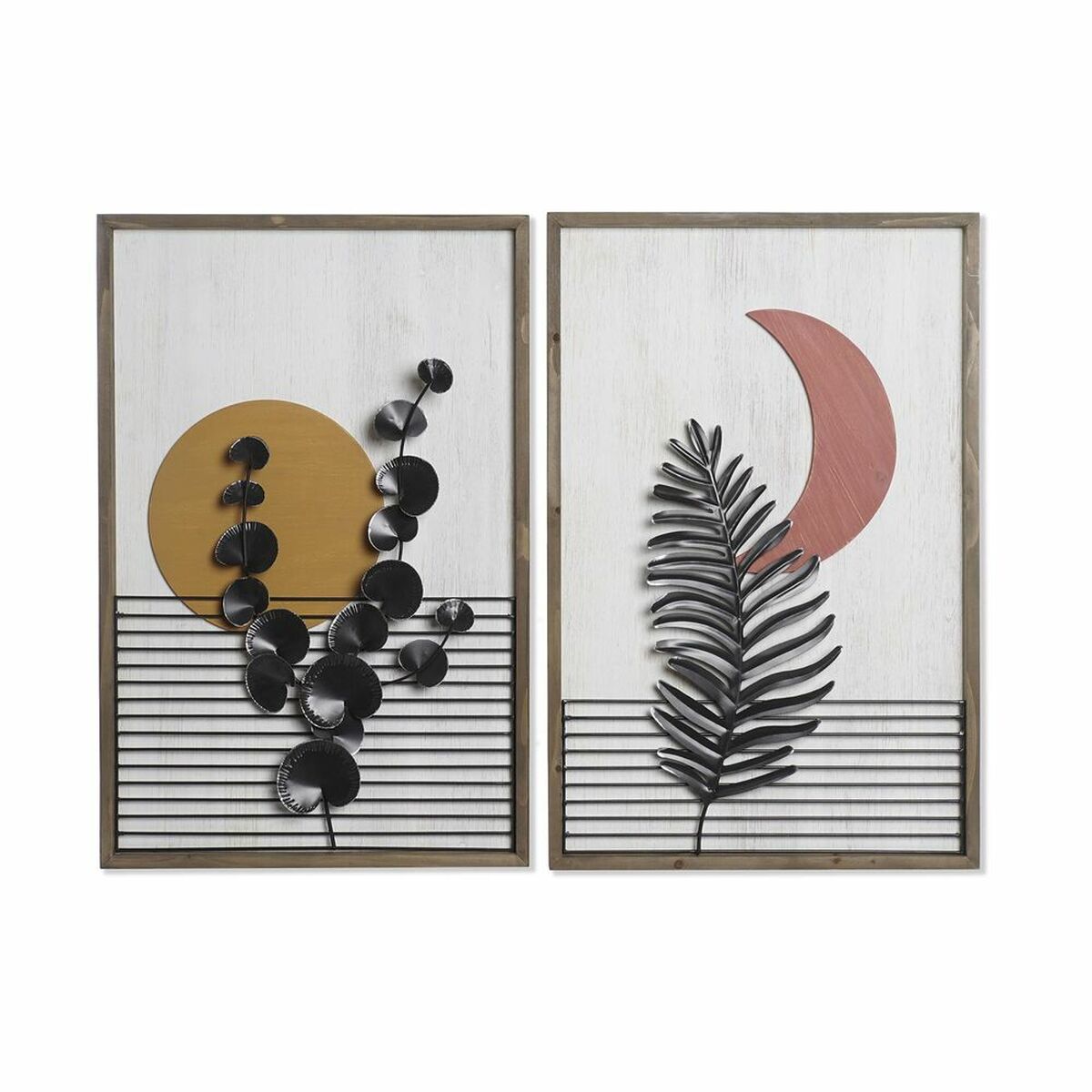 Maľba DKD Home Decor 51 x 3 x 76,5 cm Mesiac Škandinávsky (2 kusov)