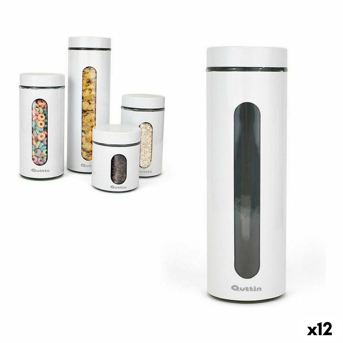 Pohár Quttin Oceľ Sklo Biela 2,2 L 10 x 10 x 30,5 cm (12 kusov)