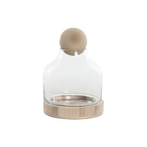 Váza Home ESPRIT Transparentná Prírodná Drevo Sklo 18 x 18 x 24 cm