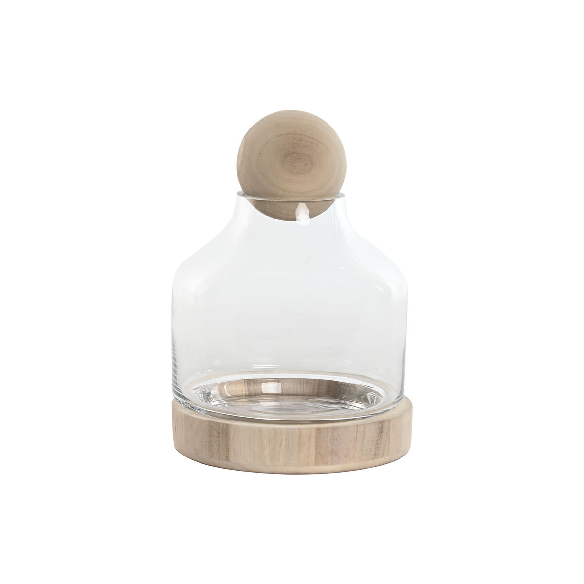 Váza Home ESPRIT Transparentná Prírodná Drevo Sklo 18 x 18 x 24 cm