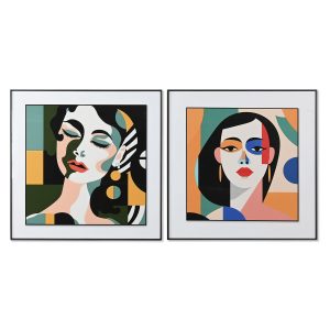 Maľba Home ESPRIT Abstraktný Mestská 80 x 3,5 x 80 cm (2 kusov)