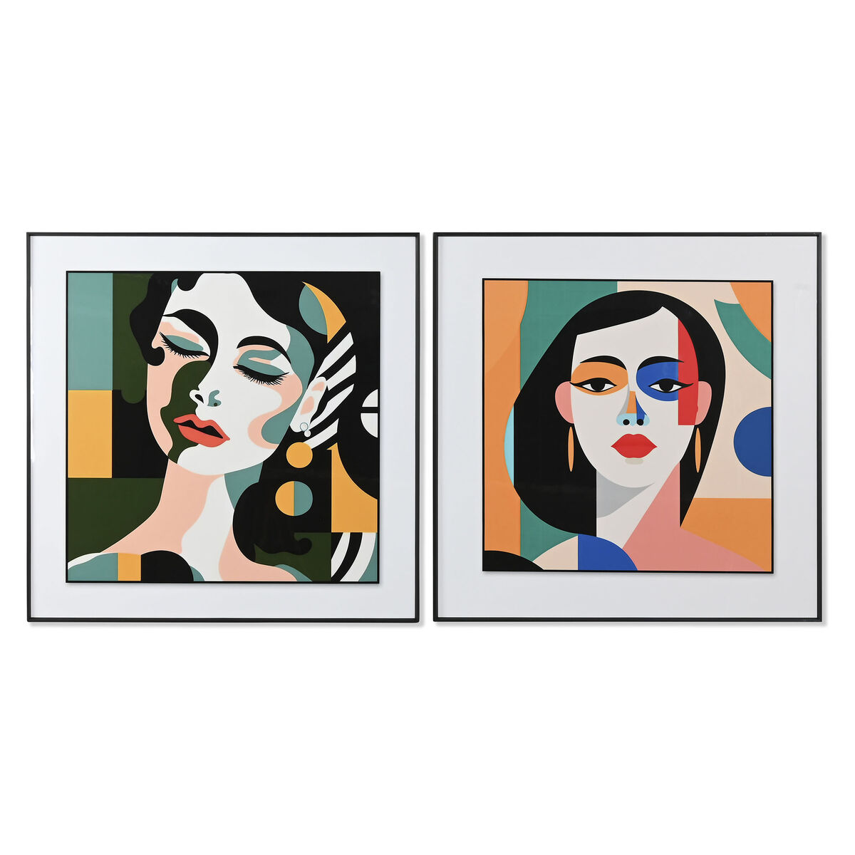 Maľba Home ESPRIT Abstraktný Mestská 80 x 3,5 x 80 cm (2 kusov)