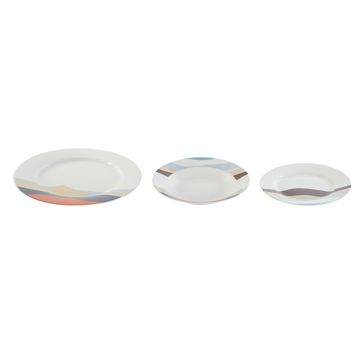 Súprava Tanierov Home ESPRIT Modrá zelená Porcelán Tropické 18 Kusy 27 x 27 x 2 cm