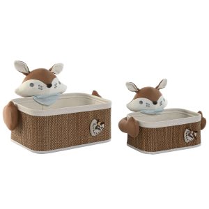 Súprava košíkov Home ESPRIT Modrá Gaštanová 43 x 33 x 32,5 cm (2 Kusy)