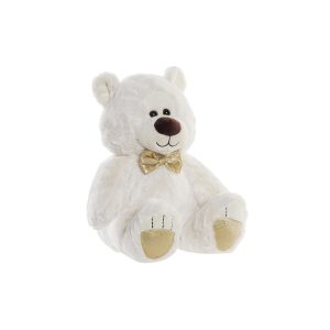Plyšový macko DKD Home Decor Motýlik Biela Zlatá Kov Detské Medveď 30 x 40 cm 30 x 30 x 36 cm