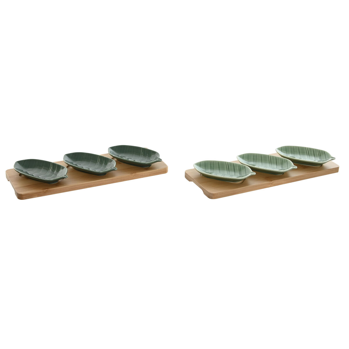 Sada Pohárov na Aperitív Home ESPRIT zelená Tmavozelená Bambus Porcelán Tropické 4 Kusy 28,4 x 10,5 x 3 cm (2 kusov)