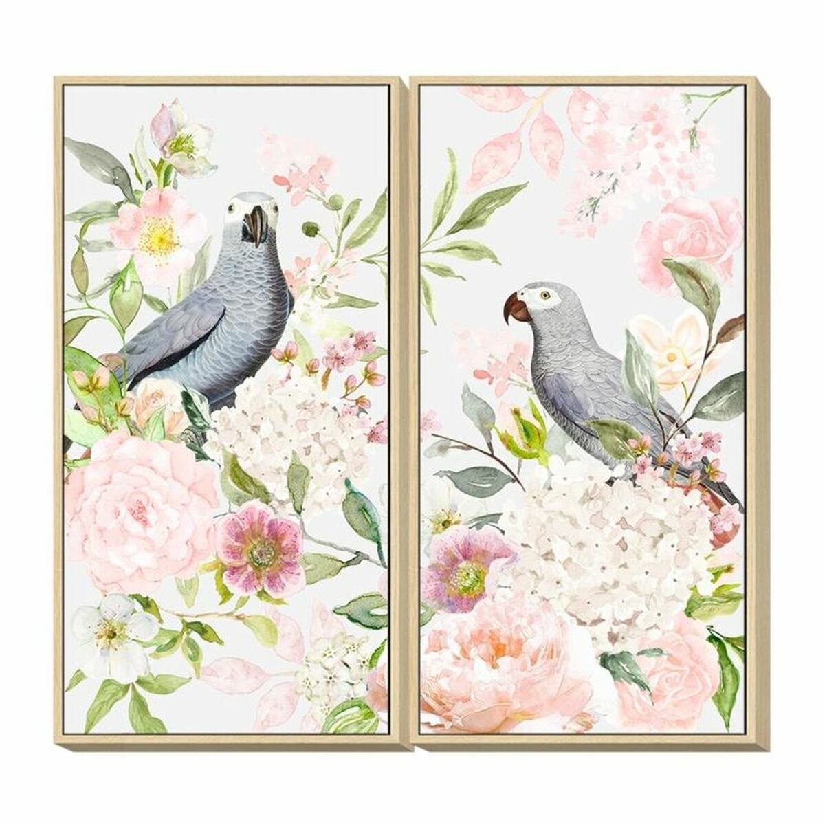 Maľba DKD Home Decor 60 x 4 x 120 cm Kvety Shabby Chic (2 kusov)