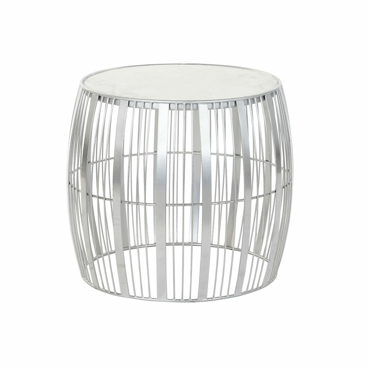 Postranný stolík DKD Home Decor Biela Mramorové Železo Striebristý (46 x 46 x 41 cm)