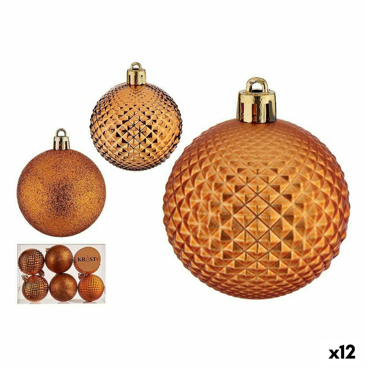 Sada vianočných gúľ 6 cm Oranžová PVC (12 kusov)