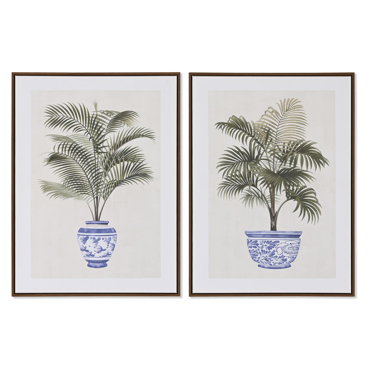 Maľba Home ESPRIT Palmy Koloniálny štýl 60 x 4 x 80 cm (2 kusov)