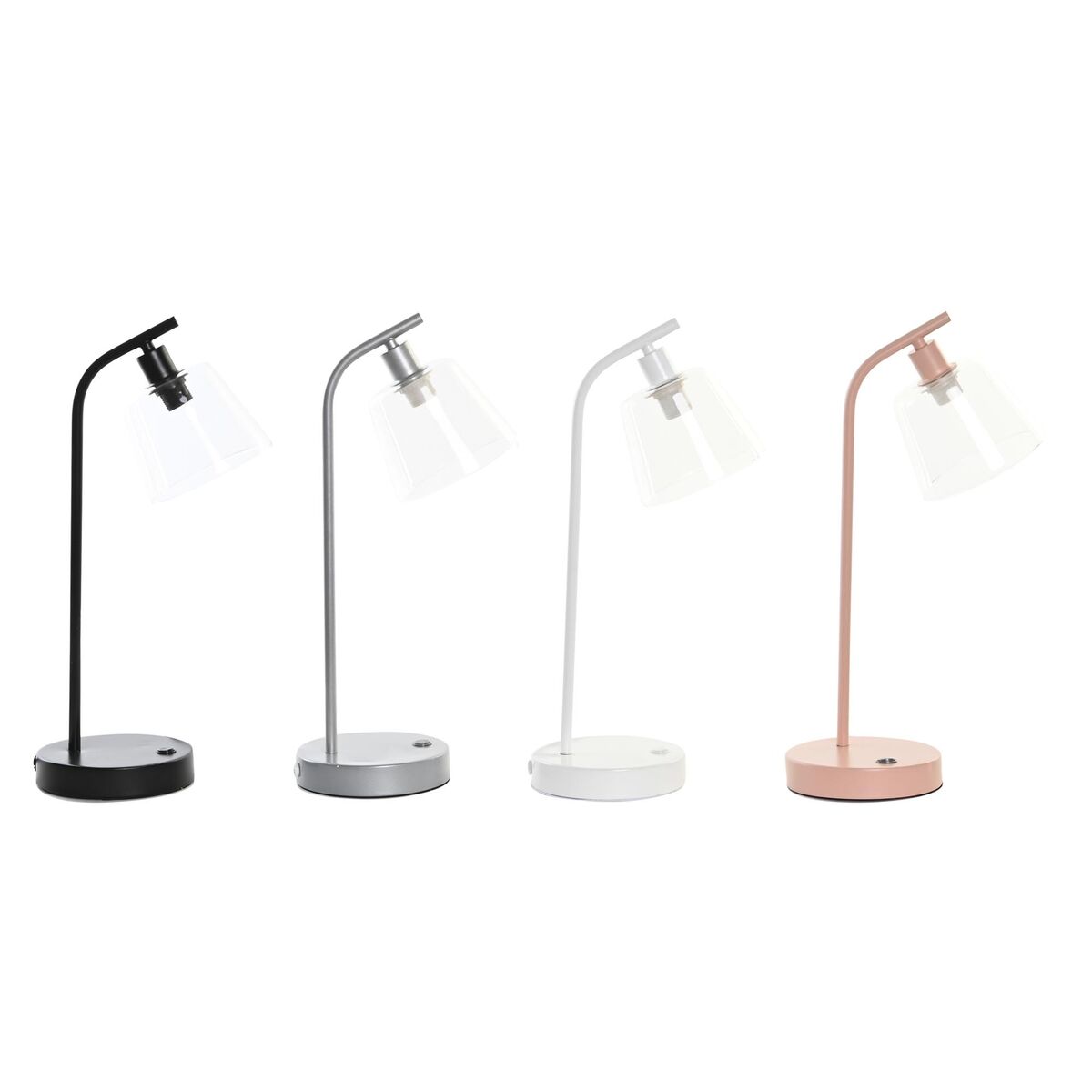 Stolná lampa DKD Home Decor 22 x 15 x 46 cm Sklo Striebristý Čierna Sivá Ružová Kov Biela 220 V 40 W 25 W 4 Kusy