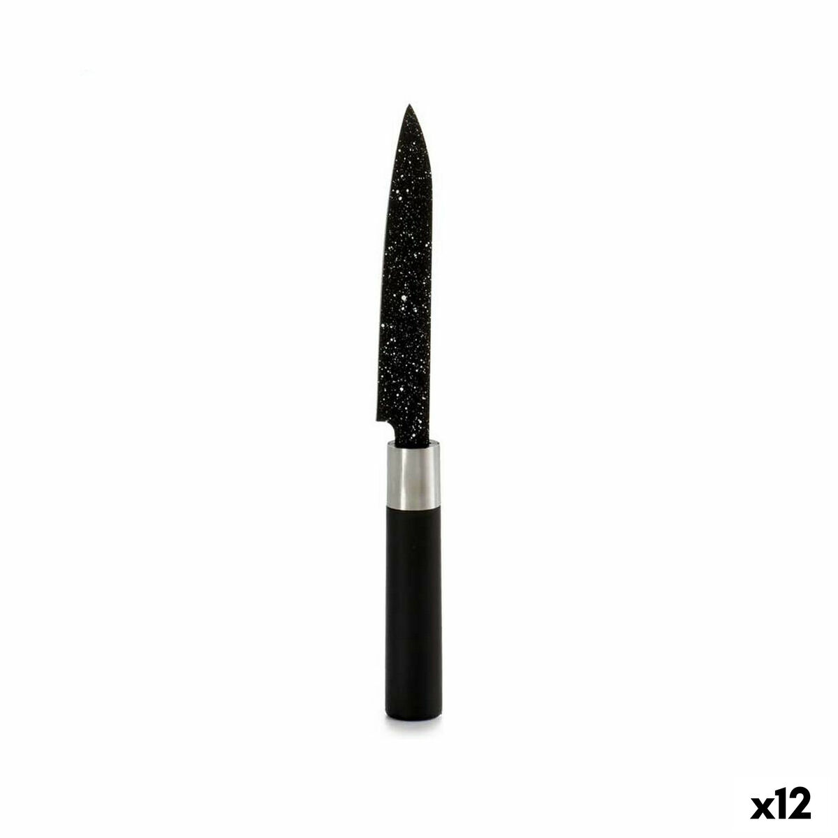 Kuchynský nôž Mramorové 2,5 x 24 x 2,5 cm Čierna Nerezová oceľ Plastické (12 kusov)