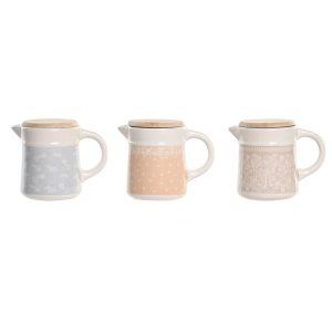 Nádoba na olej na mäso alebo ryby DKD Home Decor Modrá Ružová Nerezová oceľ Žltá Kamenina Drevo MDF 680 ml 3 kusov
