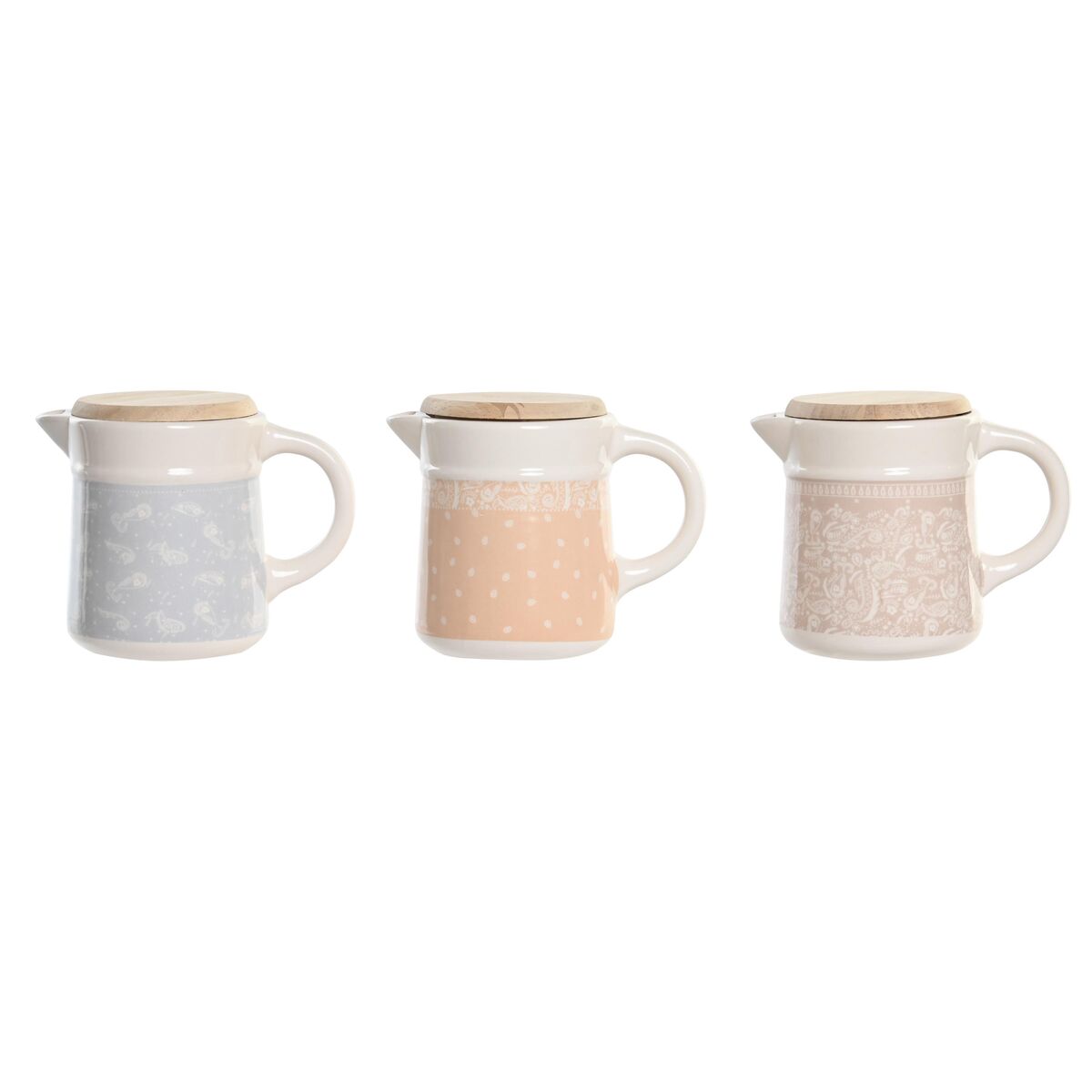 Nádoba na olej na mäso alebo ryby DKD Home Decor Modrá Ružová Nerezová oceľ Žltá Kamenina Drevo MDF 680 ml 3 kusov