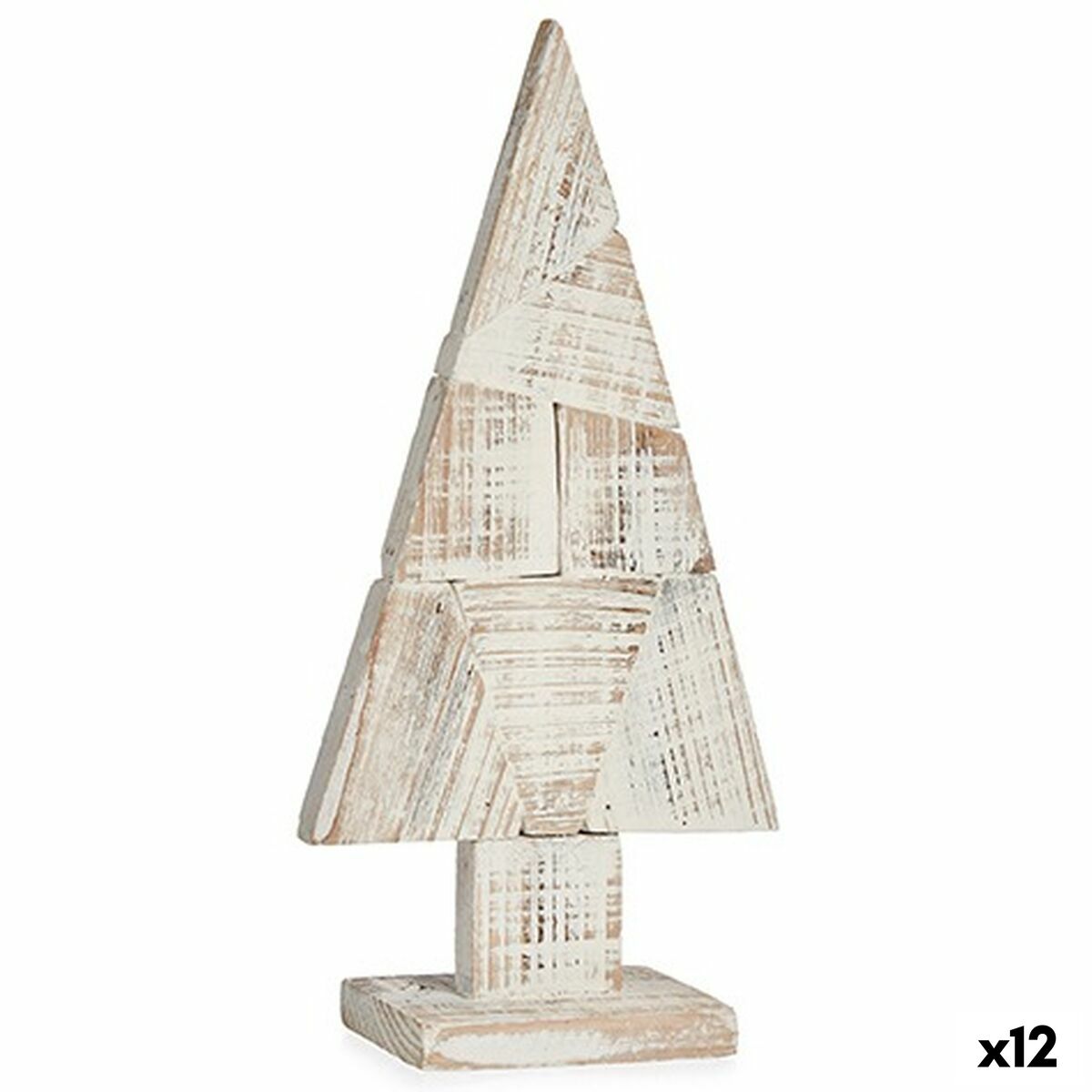 Dekoratívne postava Vianočný stromček Biela Prírodná Drevo 9 x 41,5 x 20 cm (12 kusov)