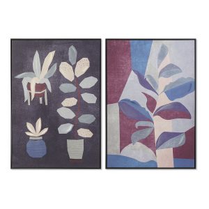 Maľba DKD Home Decor 83 x 4,5 x 123 cm Kvety Moderný (2 kusov)