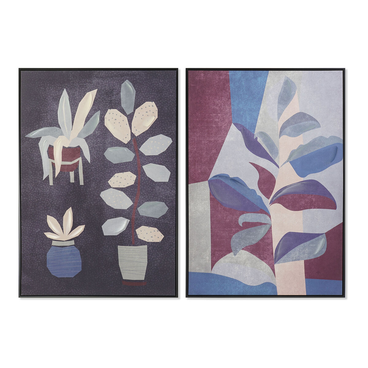 Maľba DKD Home Decor 83 x 4,5 x 123 cm Kvety Moderný (2 kusov)