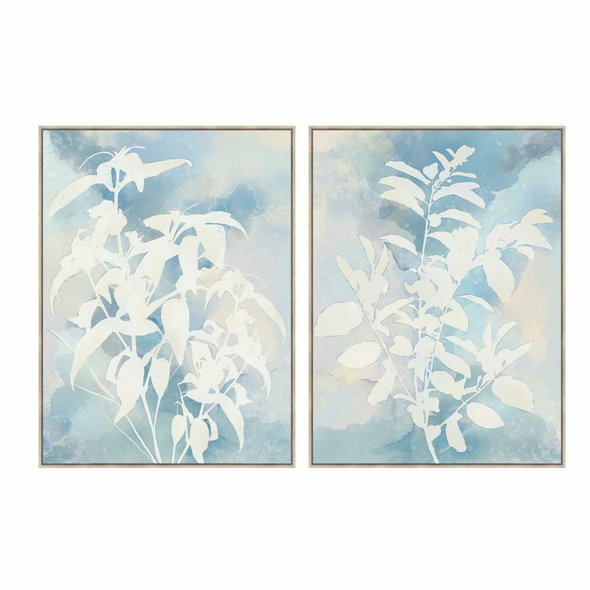 Maľba DKD Home Decor 90 x 4 x 120 cm List rastliny Škandinávsky (2 kusov)