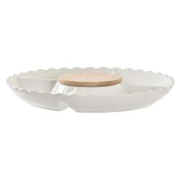 Tácka na chuťovky DKD Home Decor 25,5 x 25,5 x 3 cm Prírodná Porcelán Biela