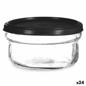 Okrúhla nádoba s vrchnákom Čierna Transparentná Plastické Sklo 12 x 6 x 12 cm 415 ml