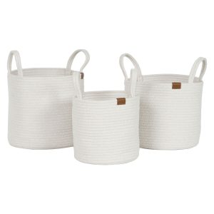 Súprava košíkov Home ESPRIT Biela Moderný 30 x 30 x 28 cm (3 Kusy)