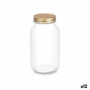 Pohár Transparentná Zlatá Kov Sklo 950 ml 9 x 18 x 9 cm (12 kusov)