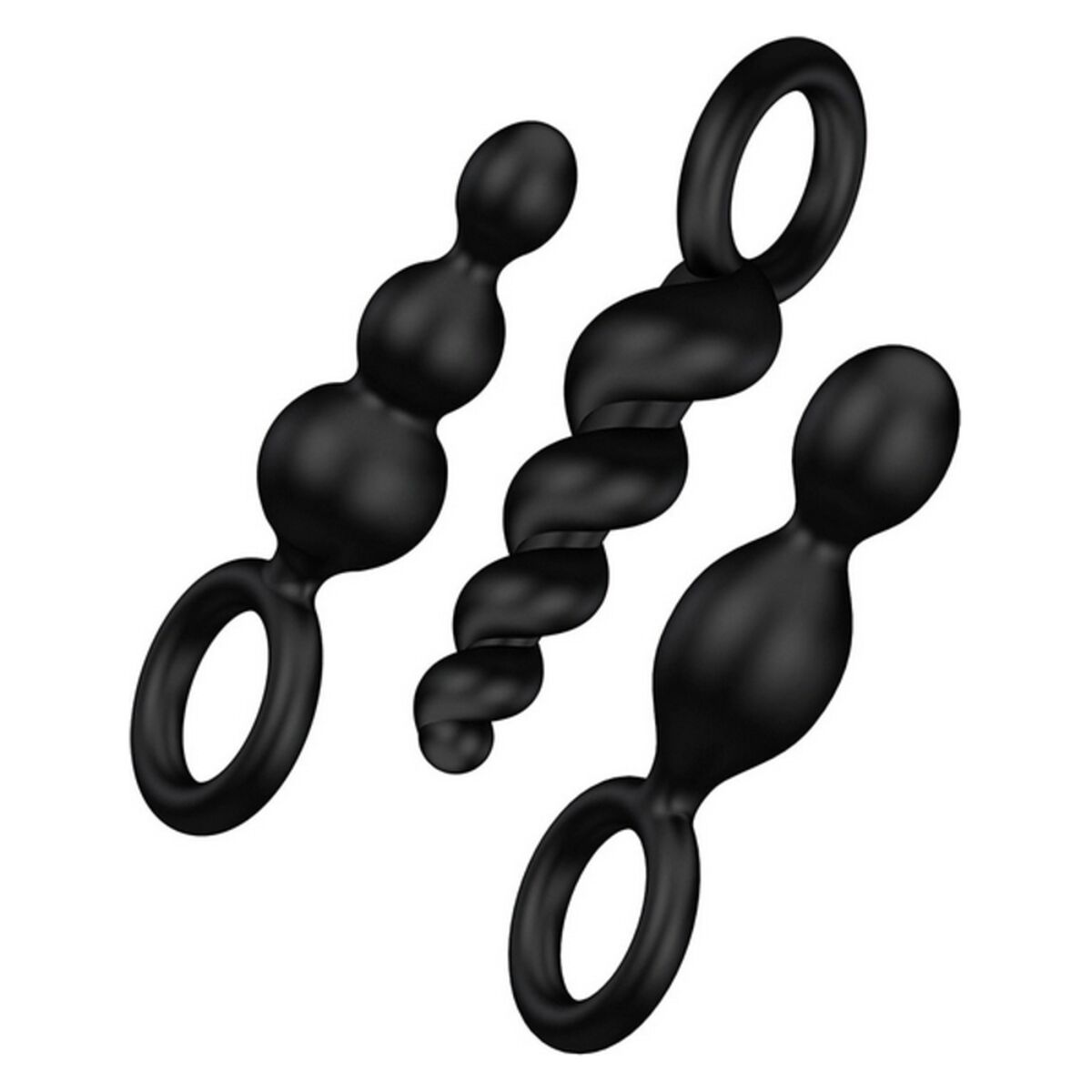 Sada 3 čiernych análnych kolíkov od RS Soiree Satisfyer Booty Call Silikónové