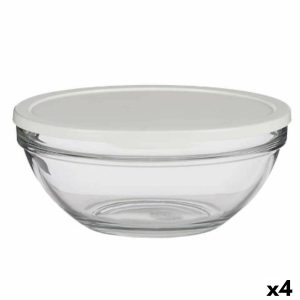 Okrúhla nádoba s vrchnákom Chefs Biela 2,5 L 23,7 x 10,1 x 23,7 cm (4 kusov)