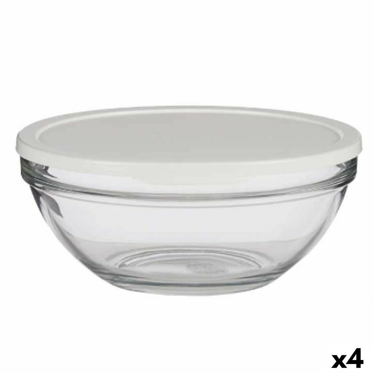Okrúhla nádoba s vrchnákom Chefs Biela 2,5 L 23,7 x 10,1 x 23,7 cm (4 kusov)