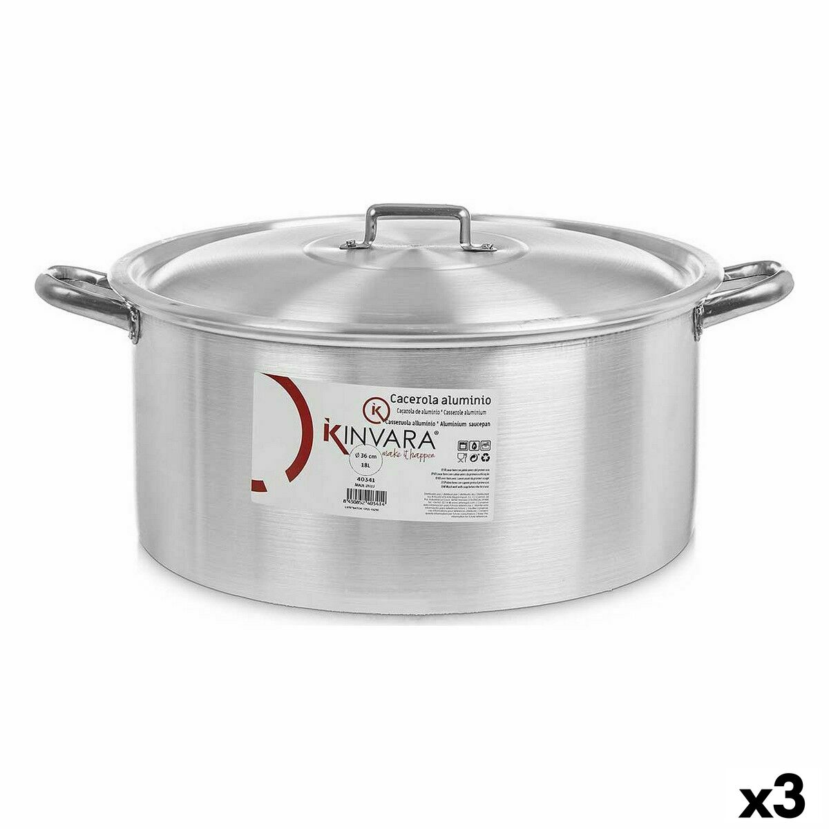 Kastról s pokrievkou Striebristý Aluminium 18 L (3 kusov)