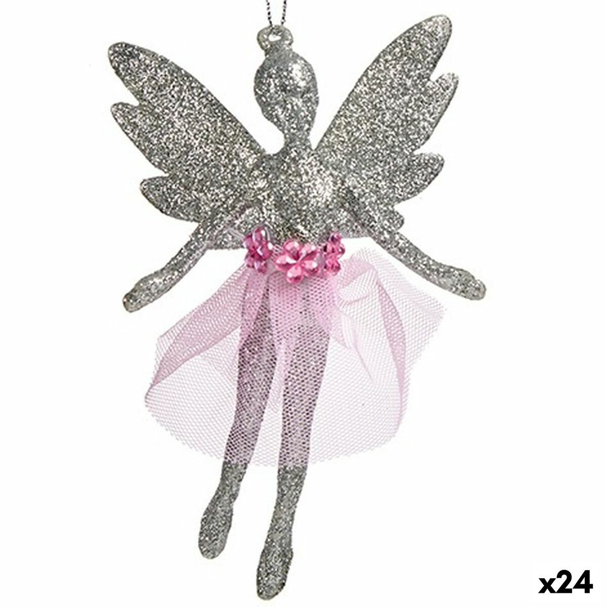 Vianočná ozdoba víla Striebristý Plastické Trblietky 8 x 12 x 5 cm (24 kusov)