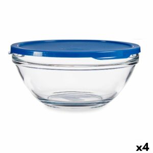 Okrúhla nádoba s vrchnákom Chefs Modrá 2,5 L 23,7 x 10,1 x 23,7 cm (4 kusov)