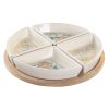 Tácka na chuťovky DKD Home Decor 21,5 x 21,5 x 1 cm Béžová Biela Kamenina Tradičný